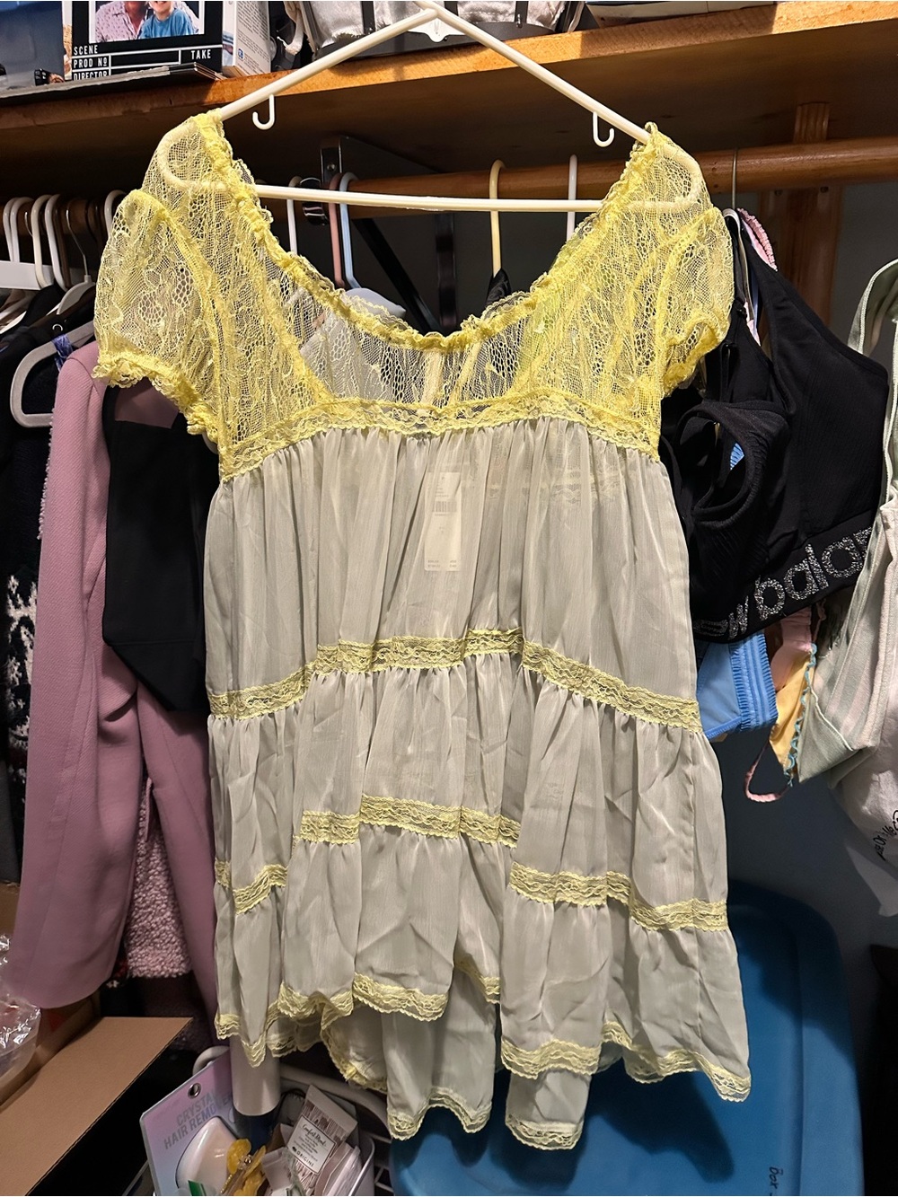 LyreBird Sheer Lace-Trim Babydoll Dress - Picture 5 of 6